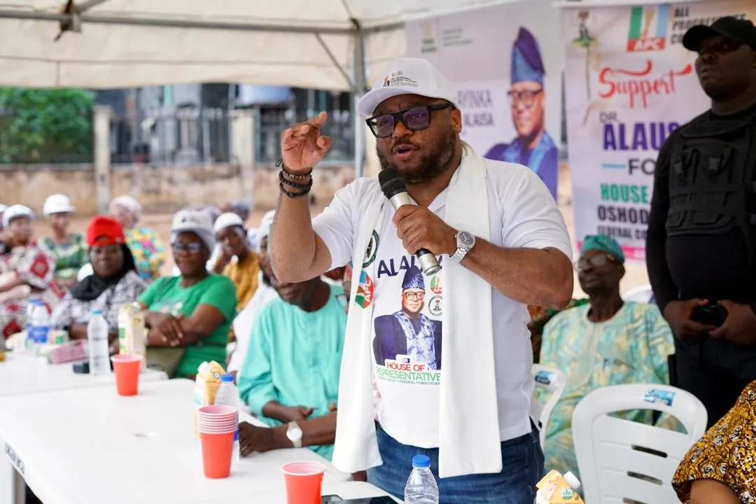 Dr. Rasheed Olayinka Alausa speaking during a campaign stakeholders' meeting